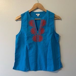 J Crew Linen Cotton blue tank top shirt size 6